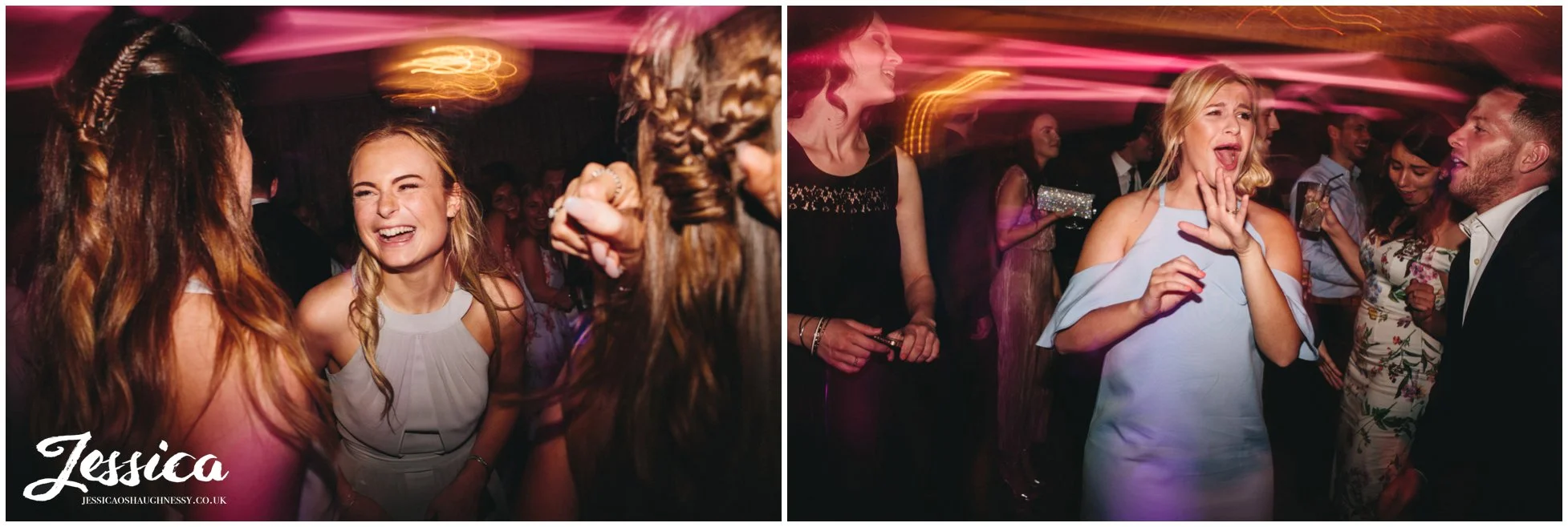 friends and family celebrate the new marriage on the dancefloor