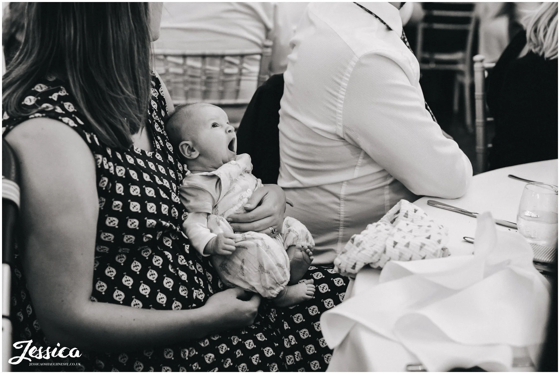 baby yawns during the speeches in cheshire