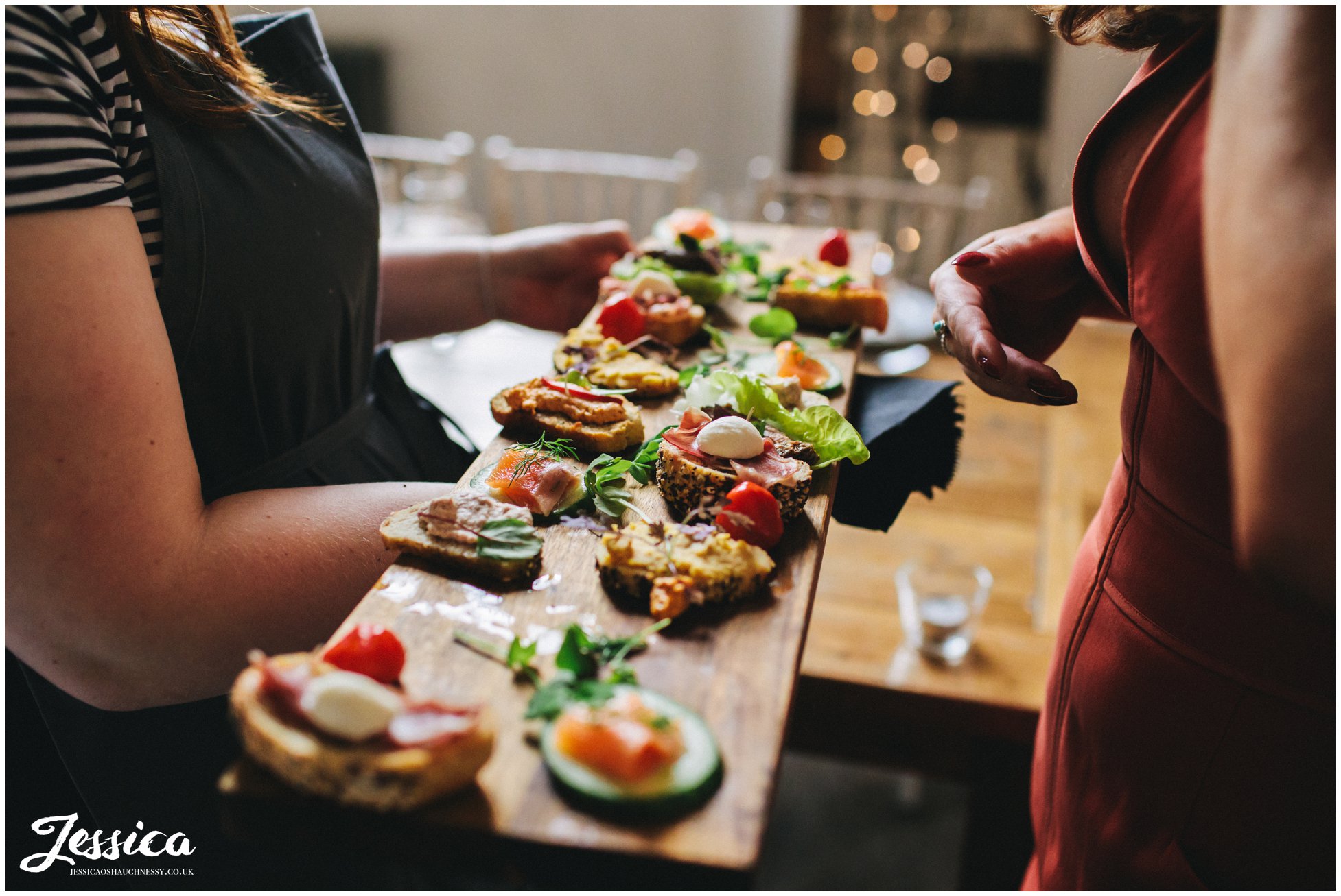 canapes are served to the wedding guests
