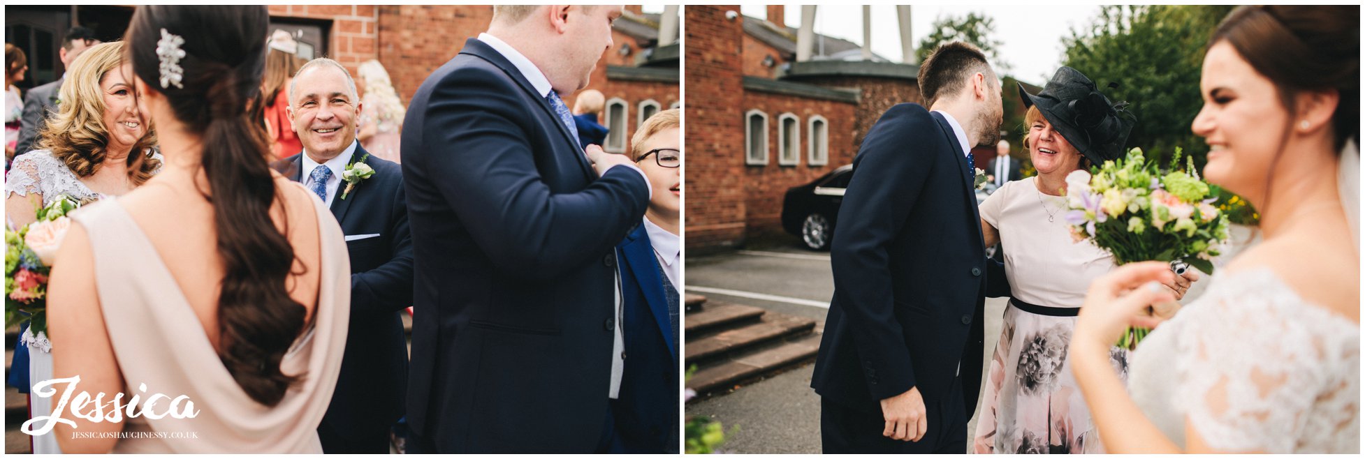 guests congratulate the newly wed's - liverpool wedding photographer