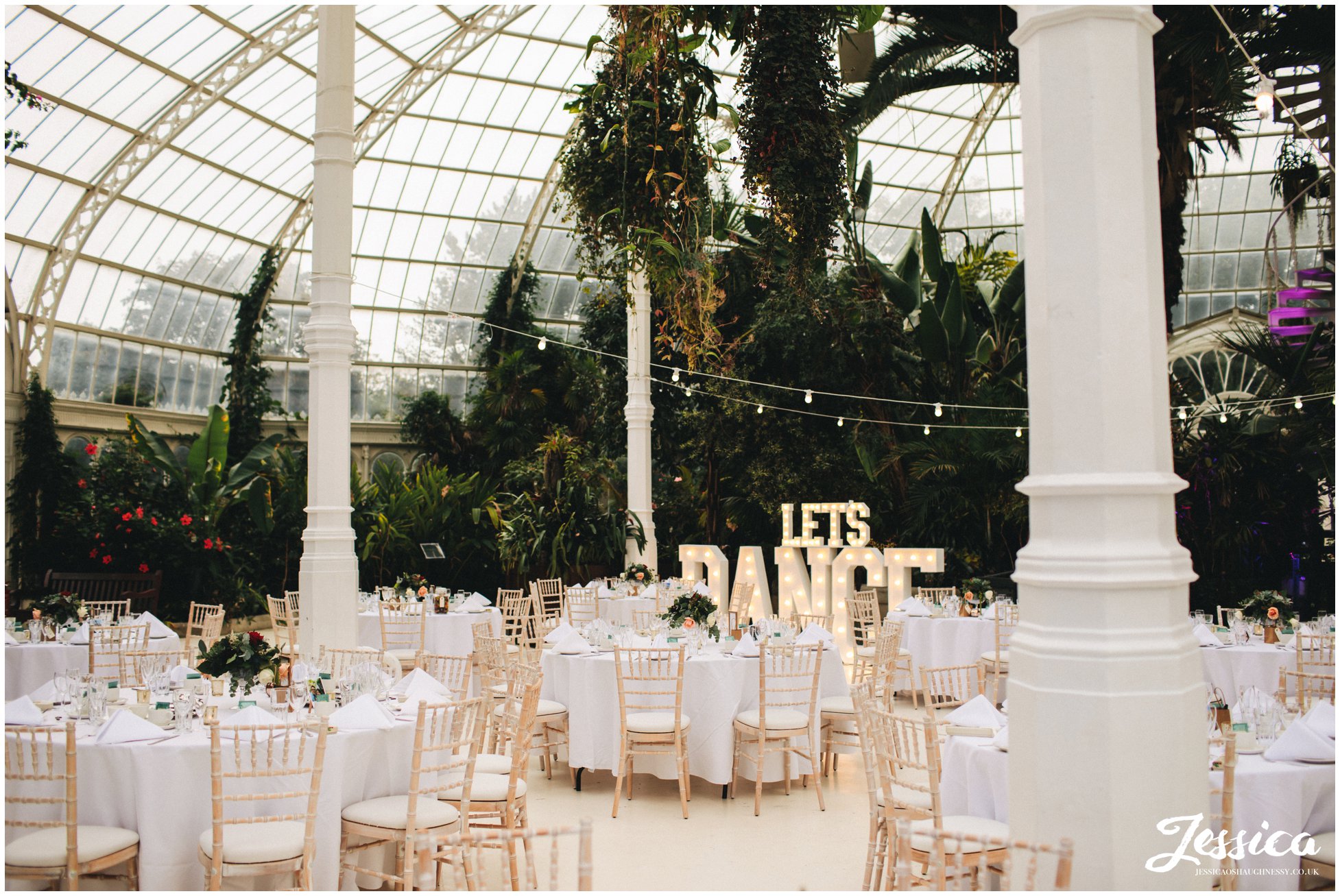 sefton palm house in liverpool laid out for wedding breakfast
