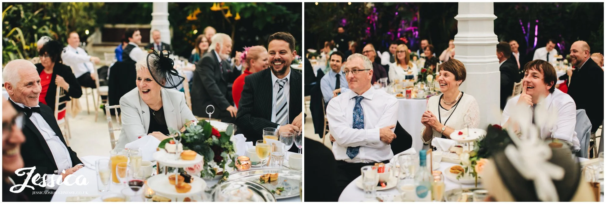 guests enjoying the speeches at sefton palm house in liverpool