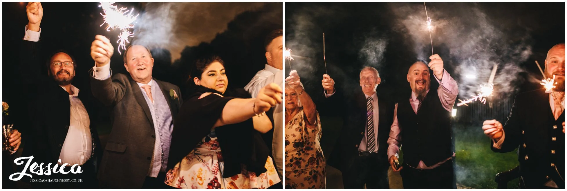 guests playing with sparklers