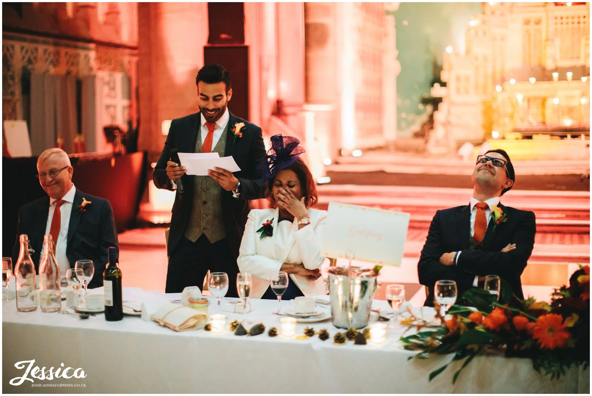 best man gives speech as family cringe