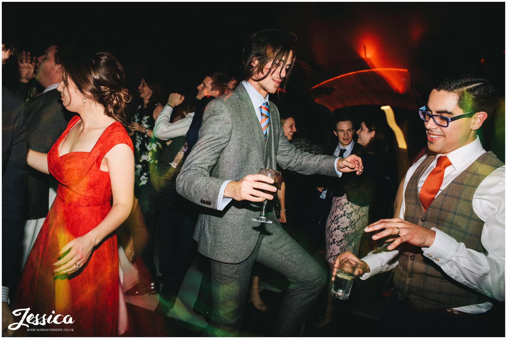 wedding guests do silly dance moves in manchester