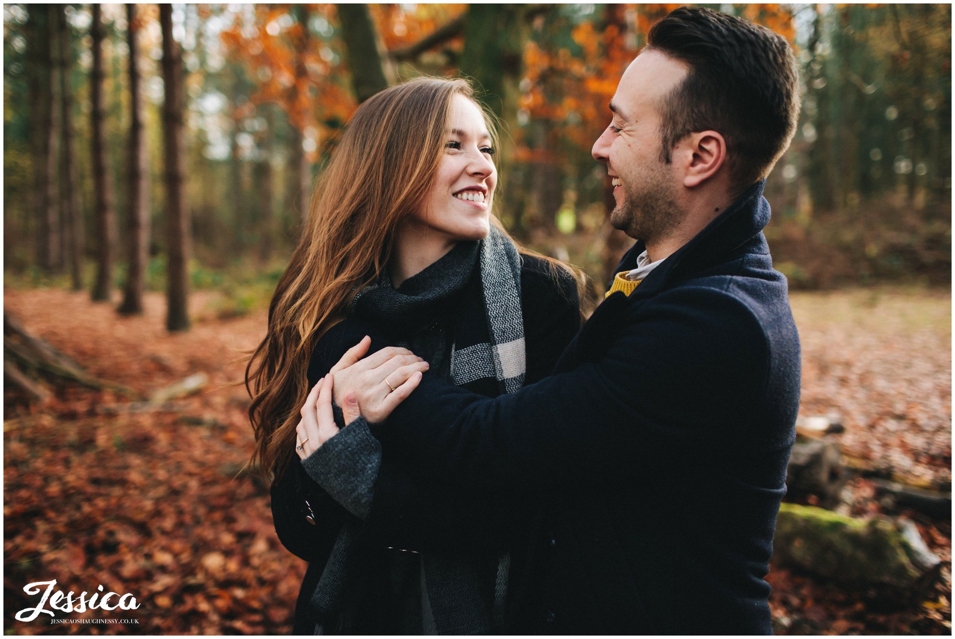 newly engaged couple have autumnal photo shoot