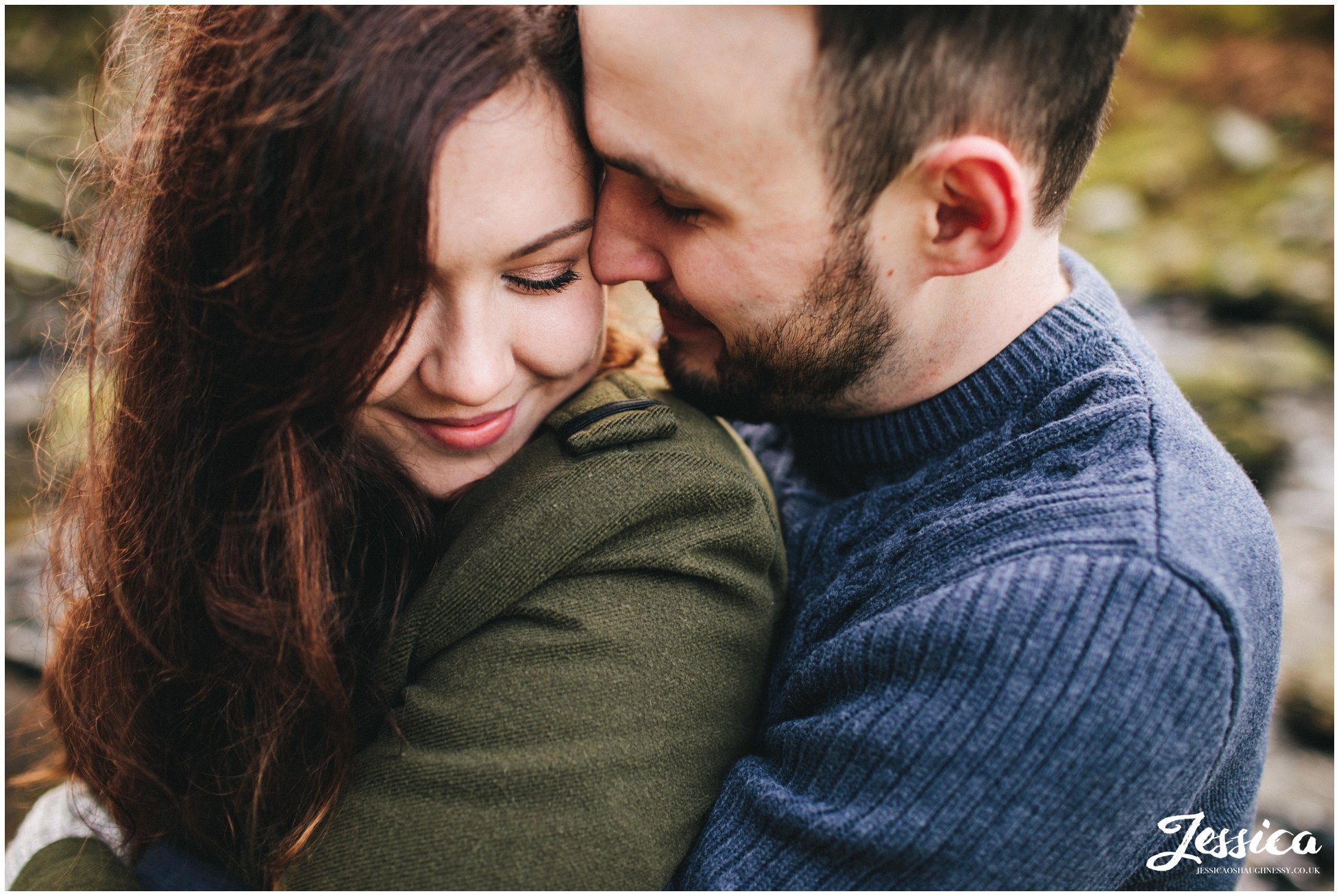 close up of couple hugging - north wales wedding photographer