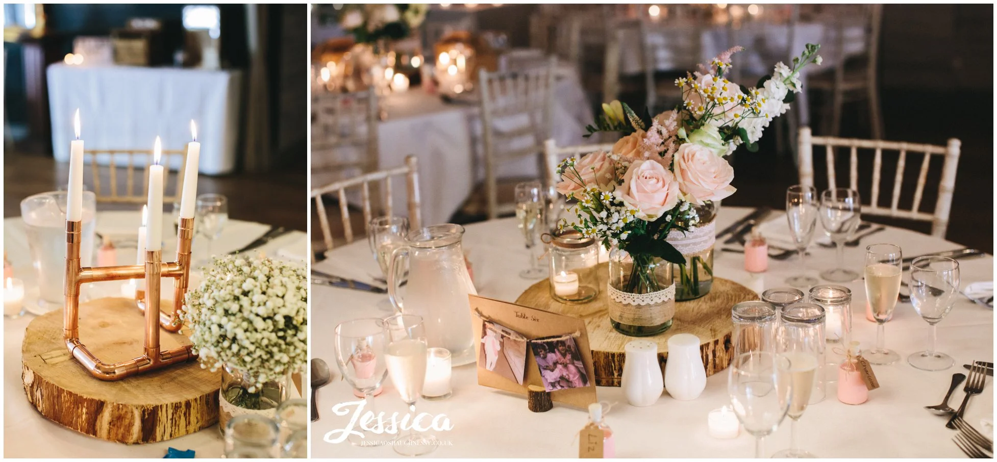 wedding details decorate the tables