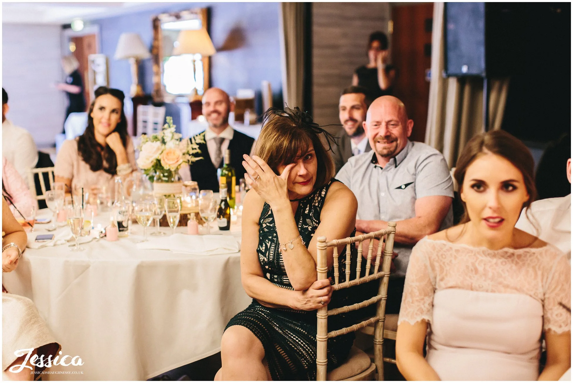 guests get emotional during the speeches at a wirral wedding