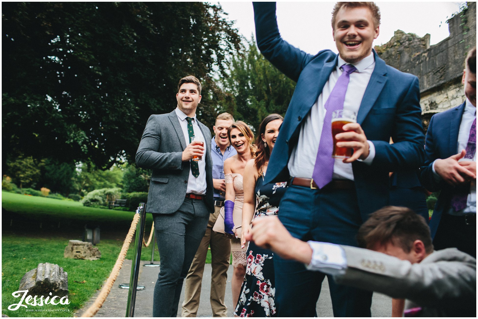 guests cheering at a wedding in york