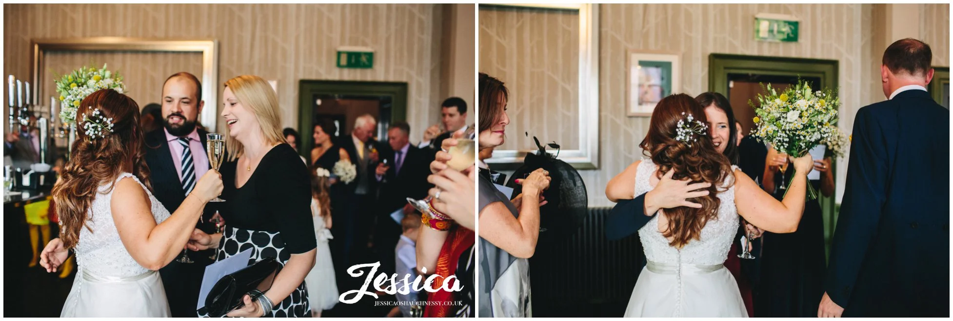 guests congratulate the bride on her chester wedding day