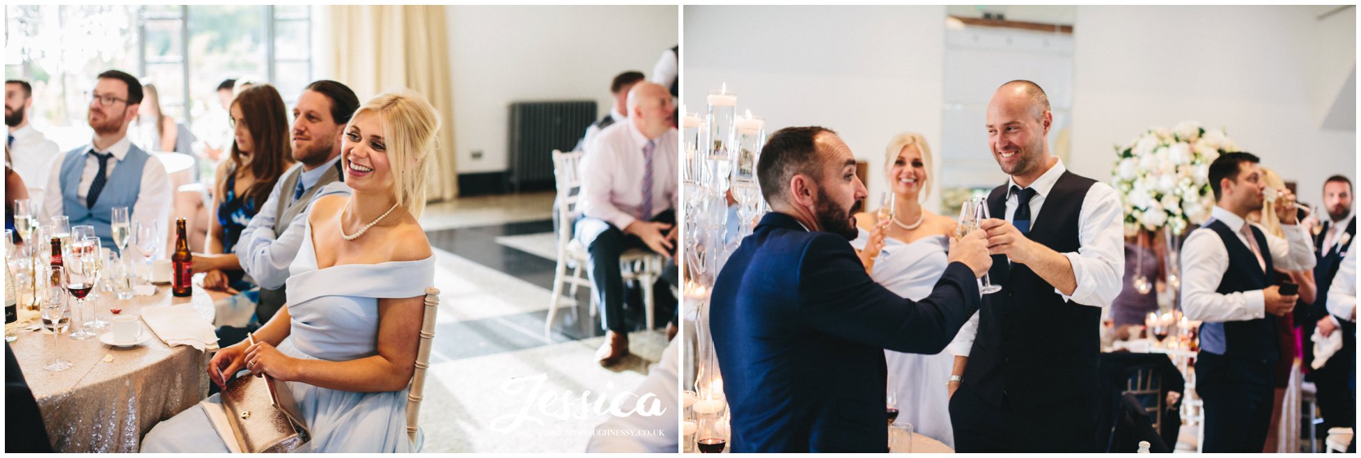 guests laughing during the speeches