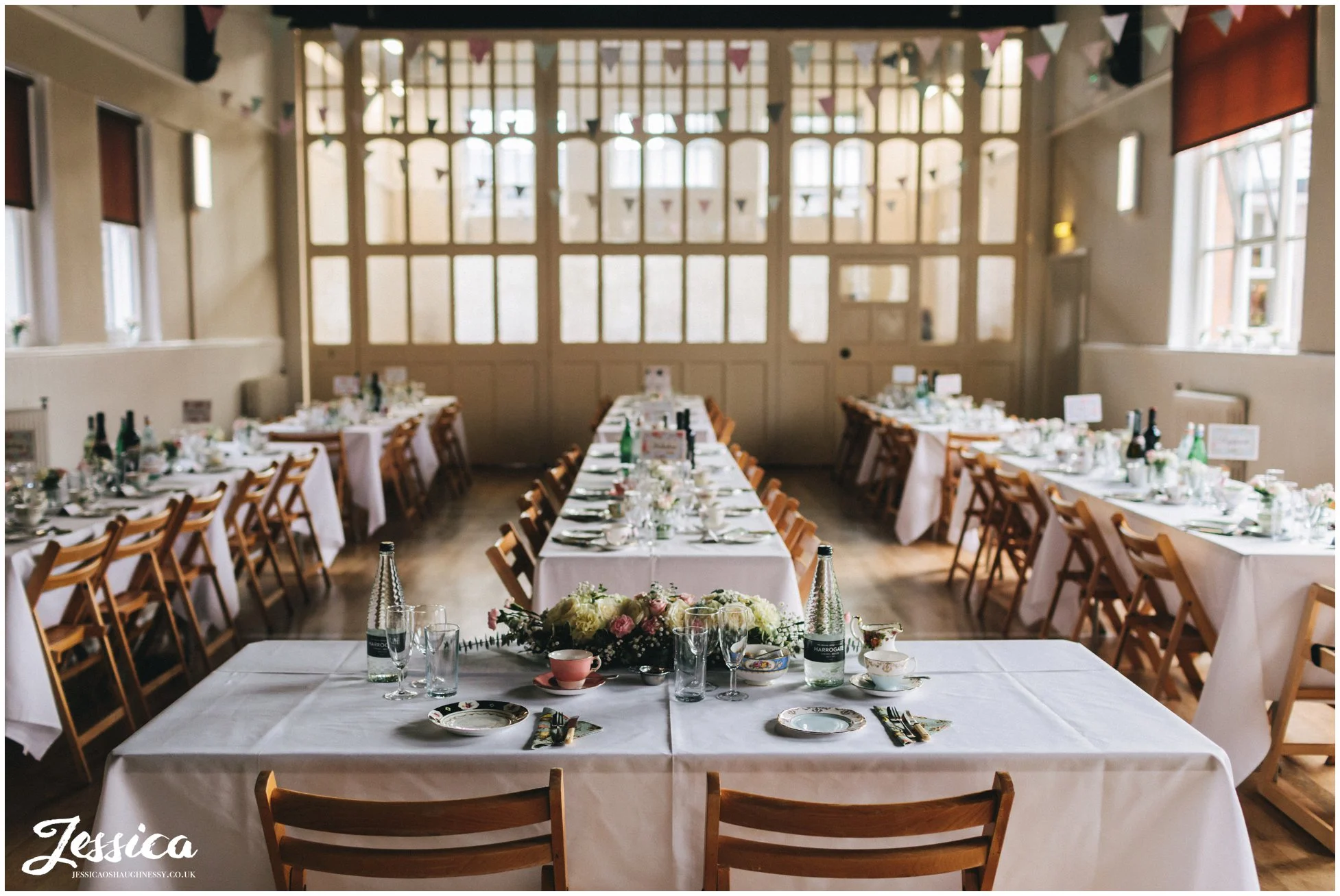 village hall decorated with vintage details