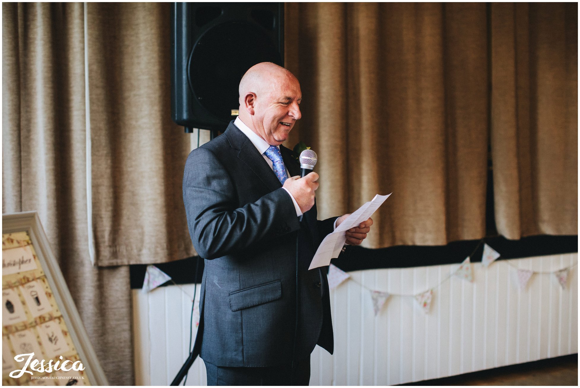father of the bride delivers in speech 