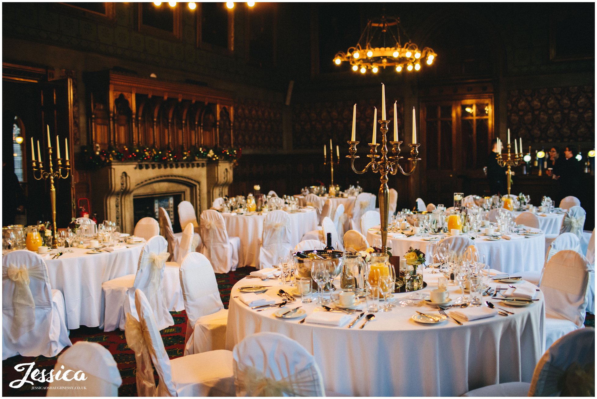 tables decorated ready for wedding breakfast