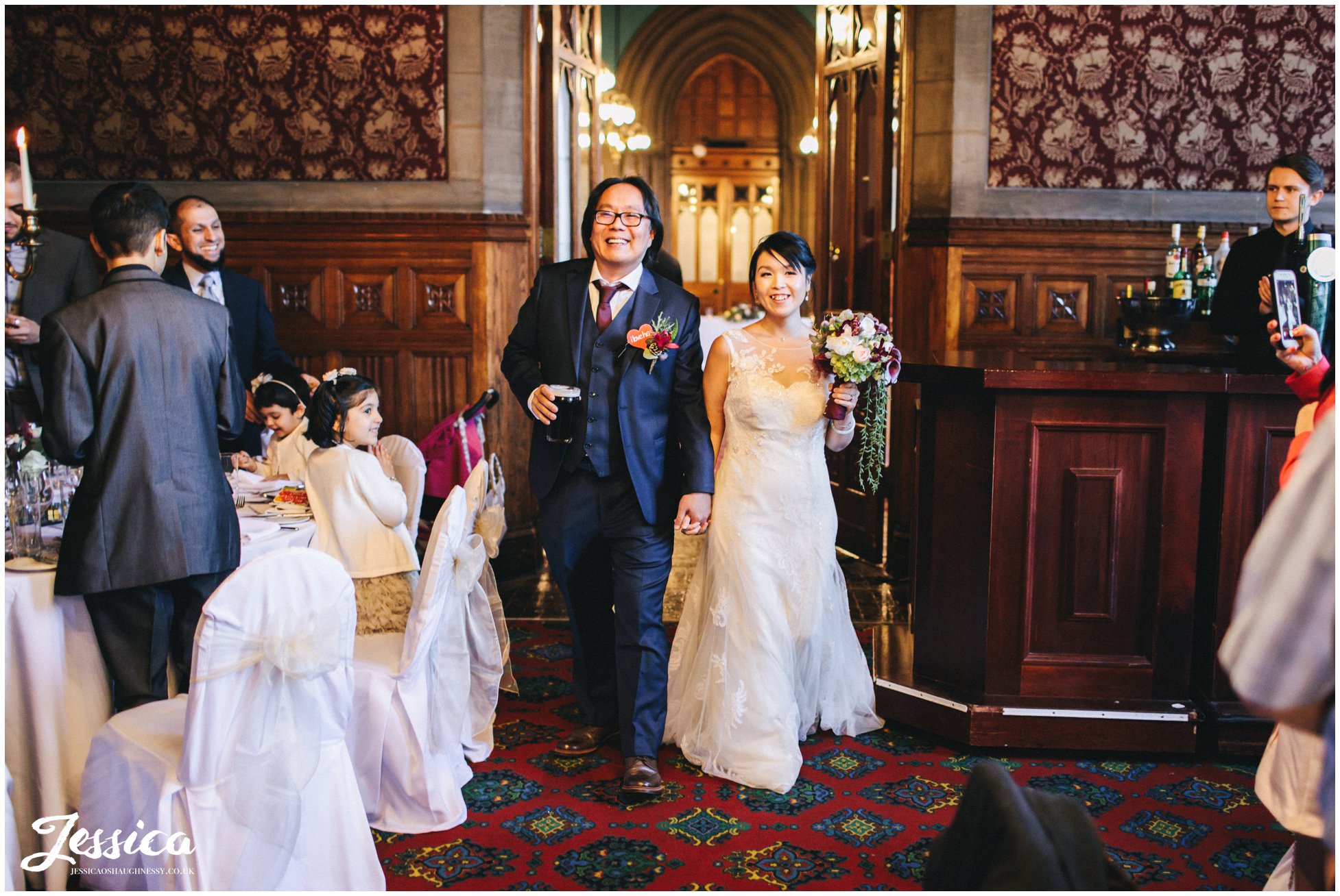 newly wed's are announced into their room