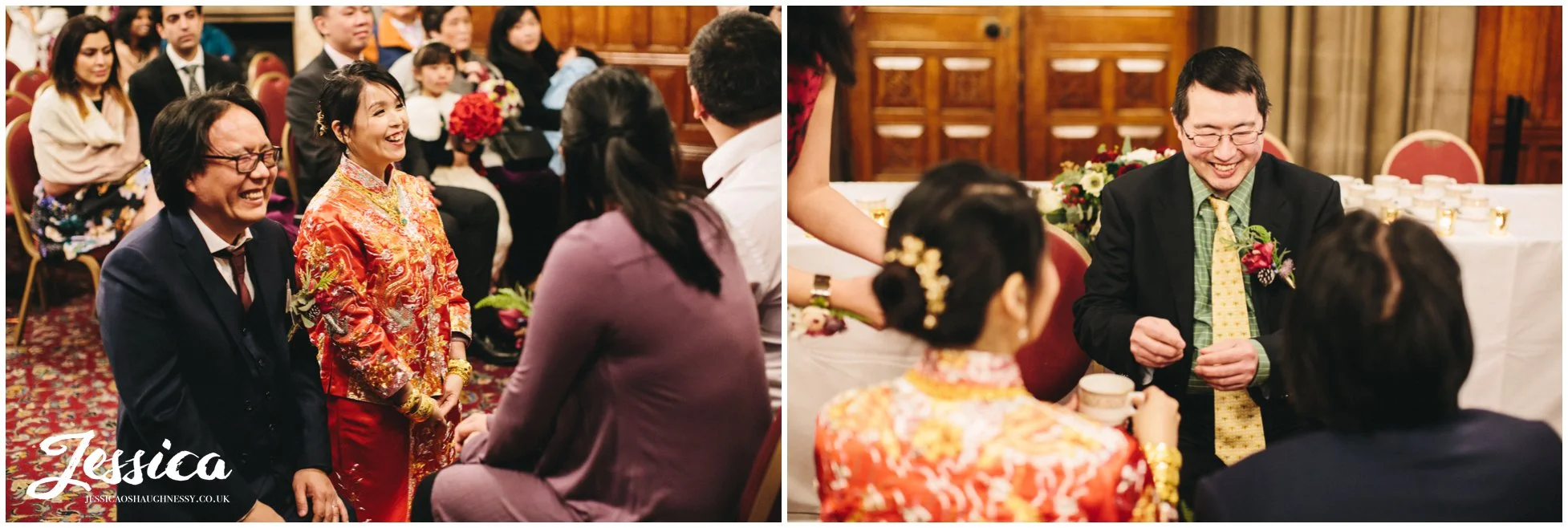 guests give money to the newly wed's