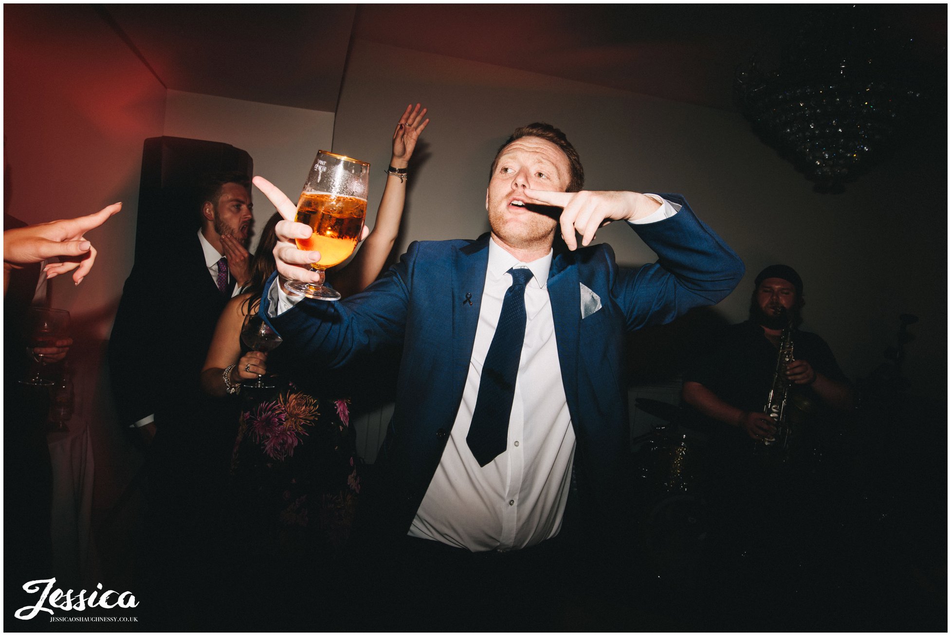 wedding guest dances at tyn dwr hall, a north wales wedding venue