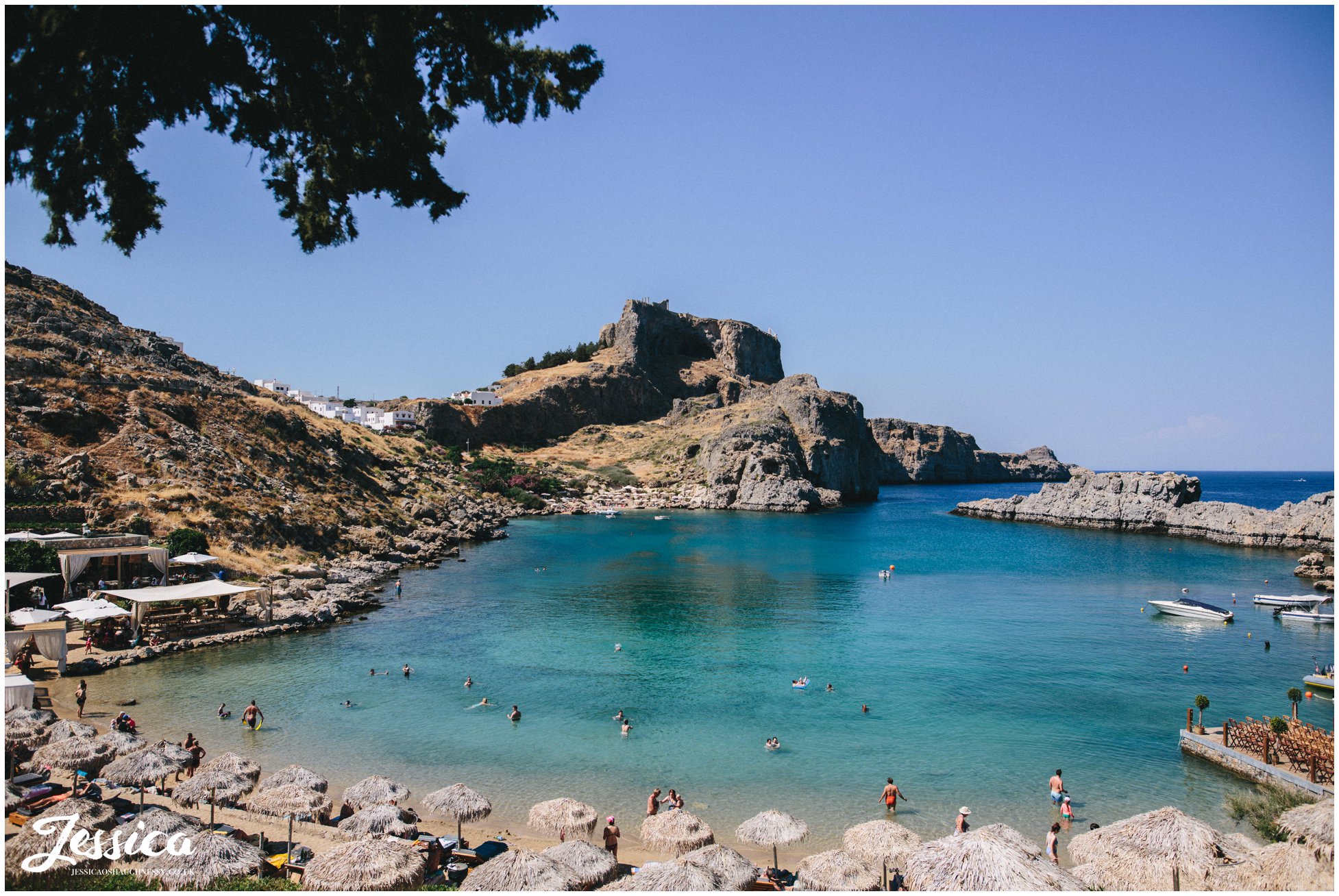 a view of st paul's bay in rhodes, greece