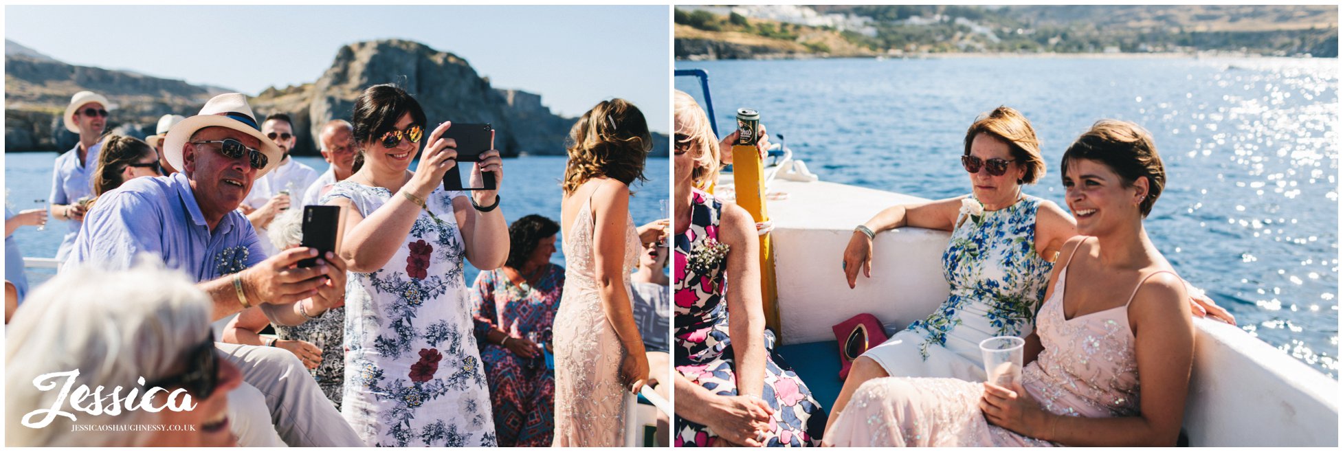 wedding guests enjoy the boat trip around st pauls bay