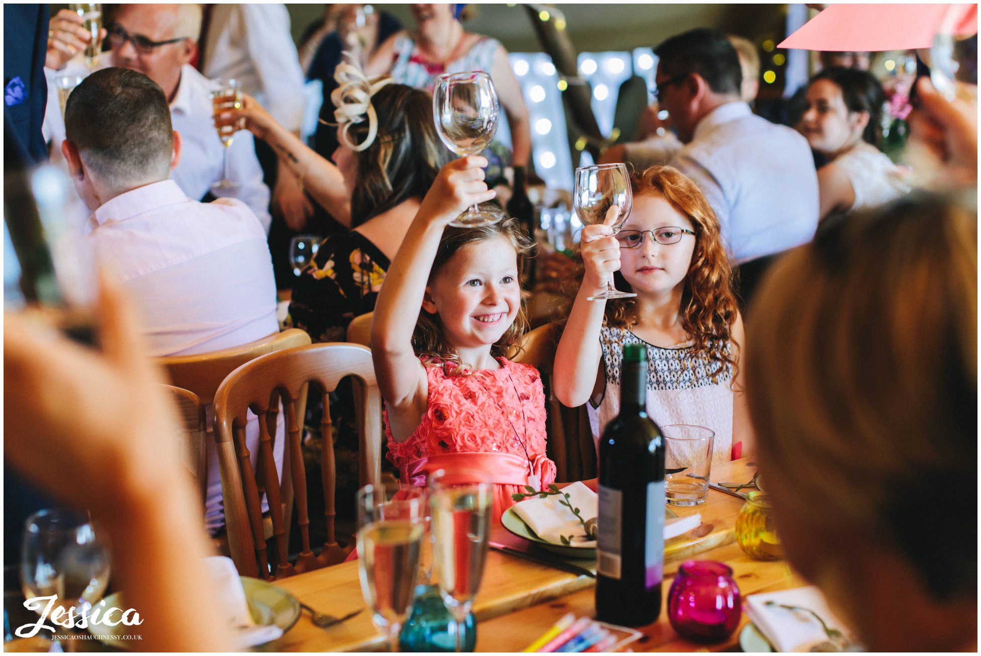 children cheer at the speech ends at the north wales wedding