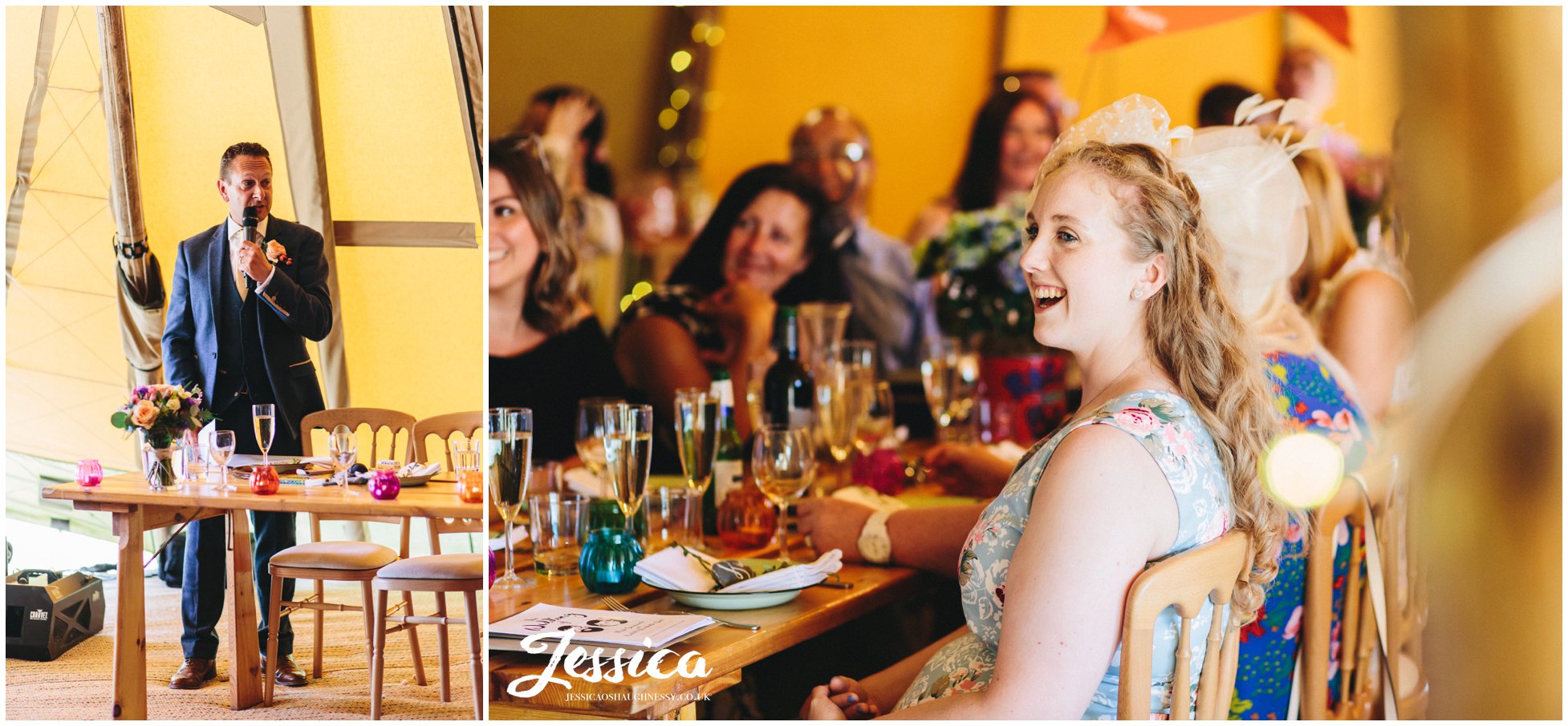 guests laugh during the speeches in north wales