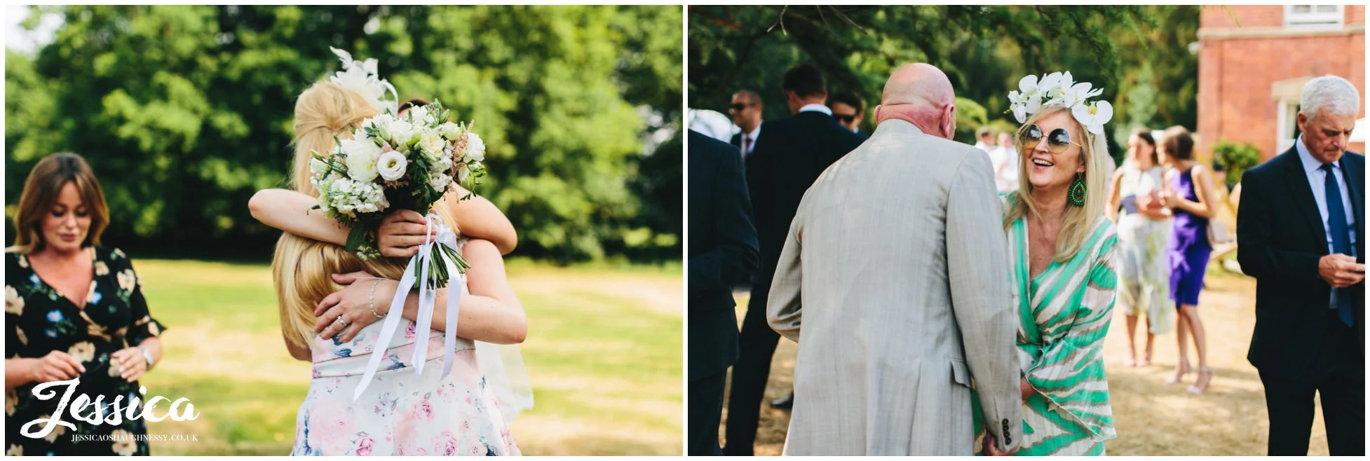 wedding guests enjoy the weather standing in the north west wedding venues grounds