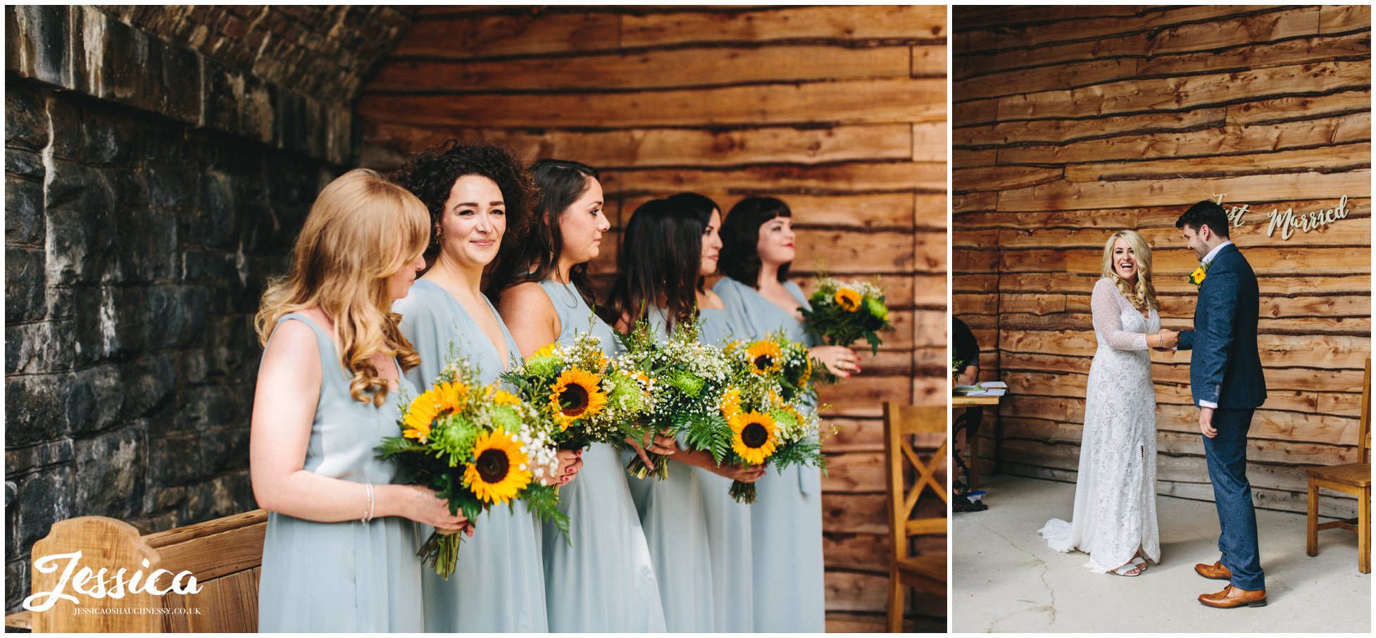 couple hold hands during their wedding ceremony