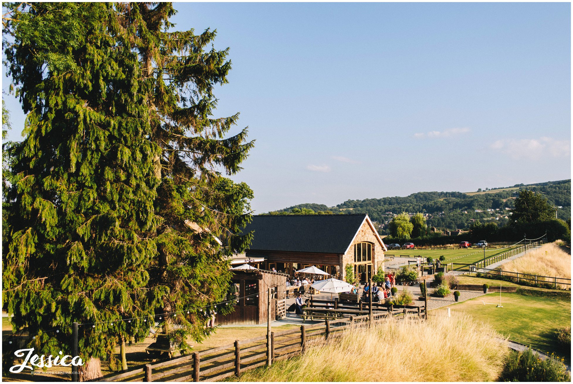 tower hill barns wedding venue in the sunshine