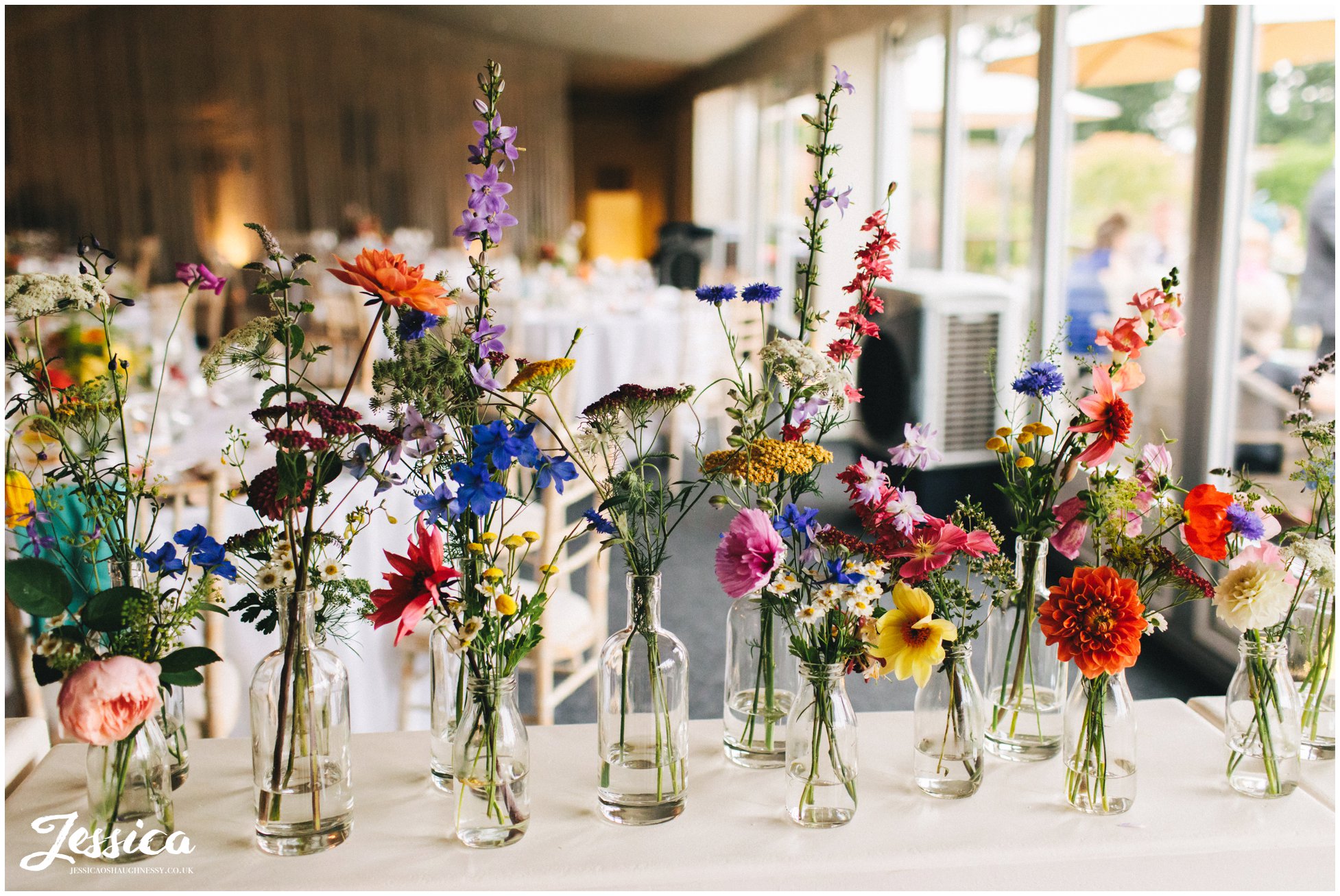 wildflowers in glass jars & bottles