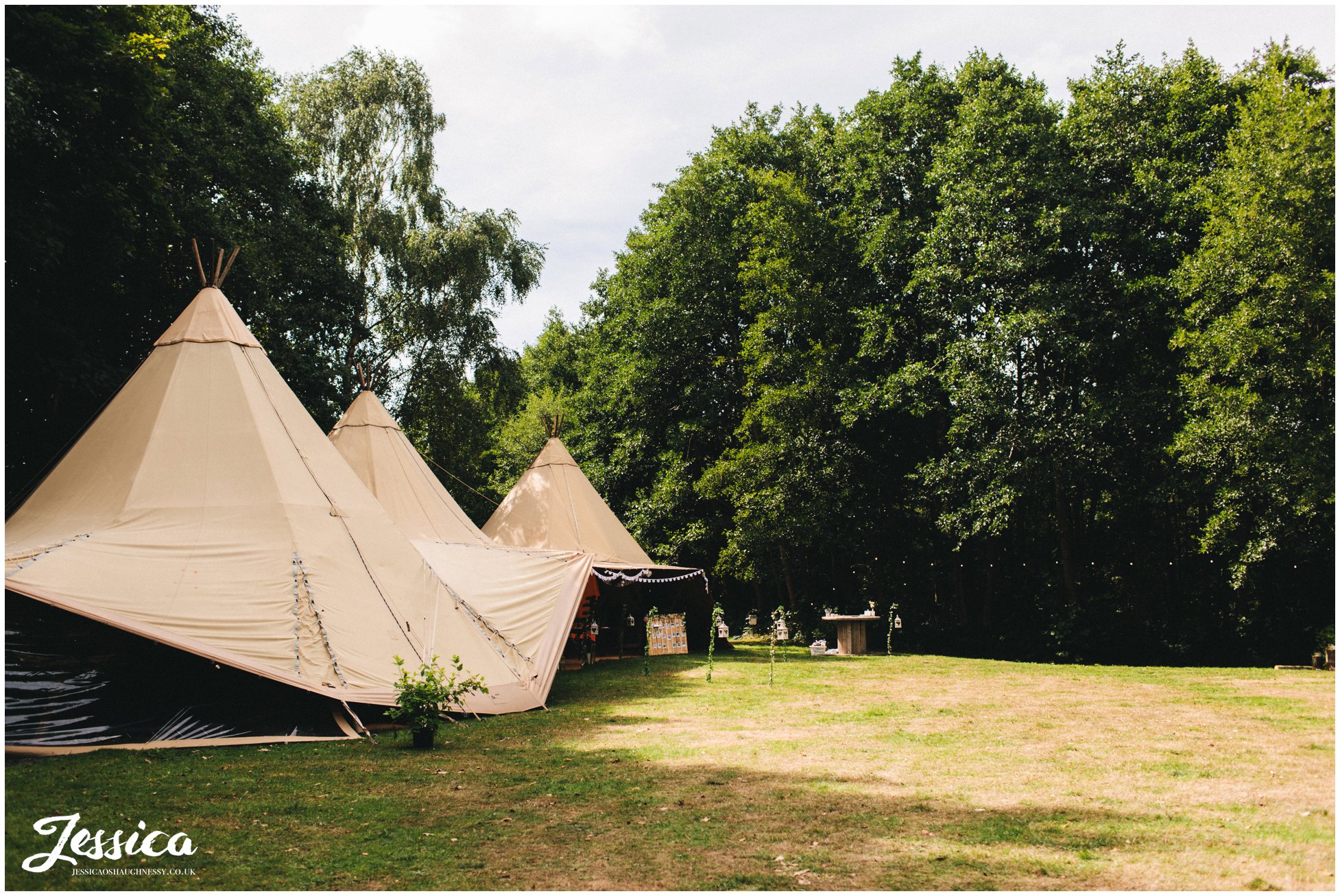 tipi set up at stonyford cottage gardens for the reception