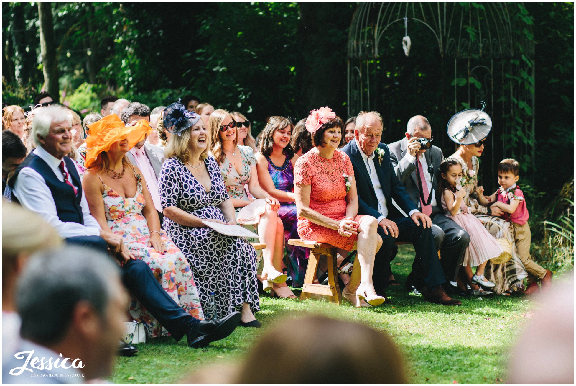 guests laugh during the readings