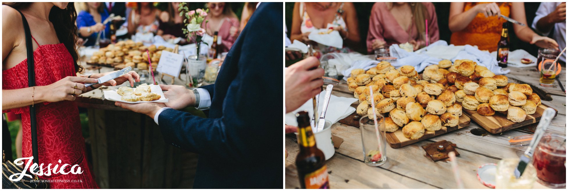 guests help themselves to homemade scones