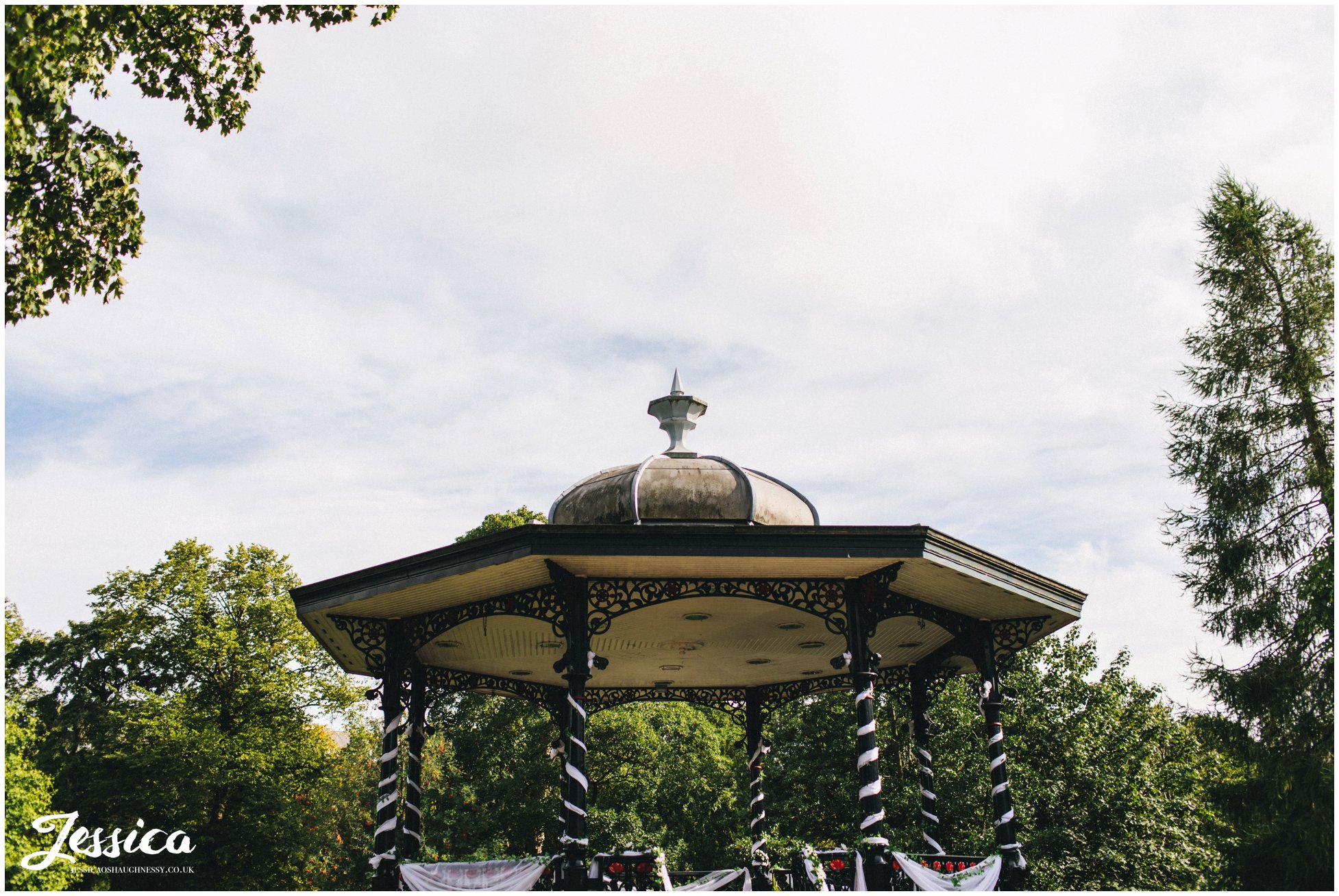 the band stand dressed ready for the wedding ceremony