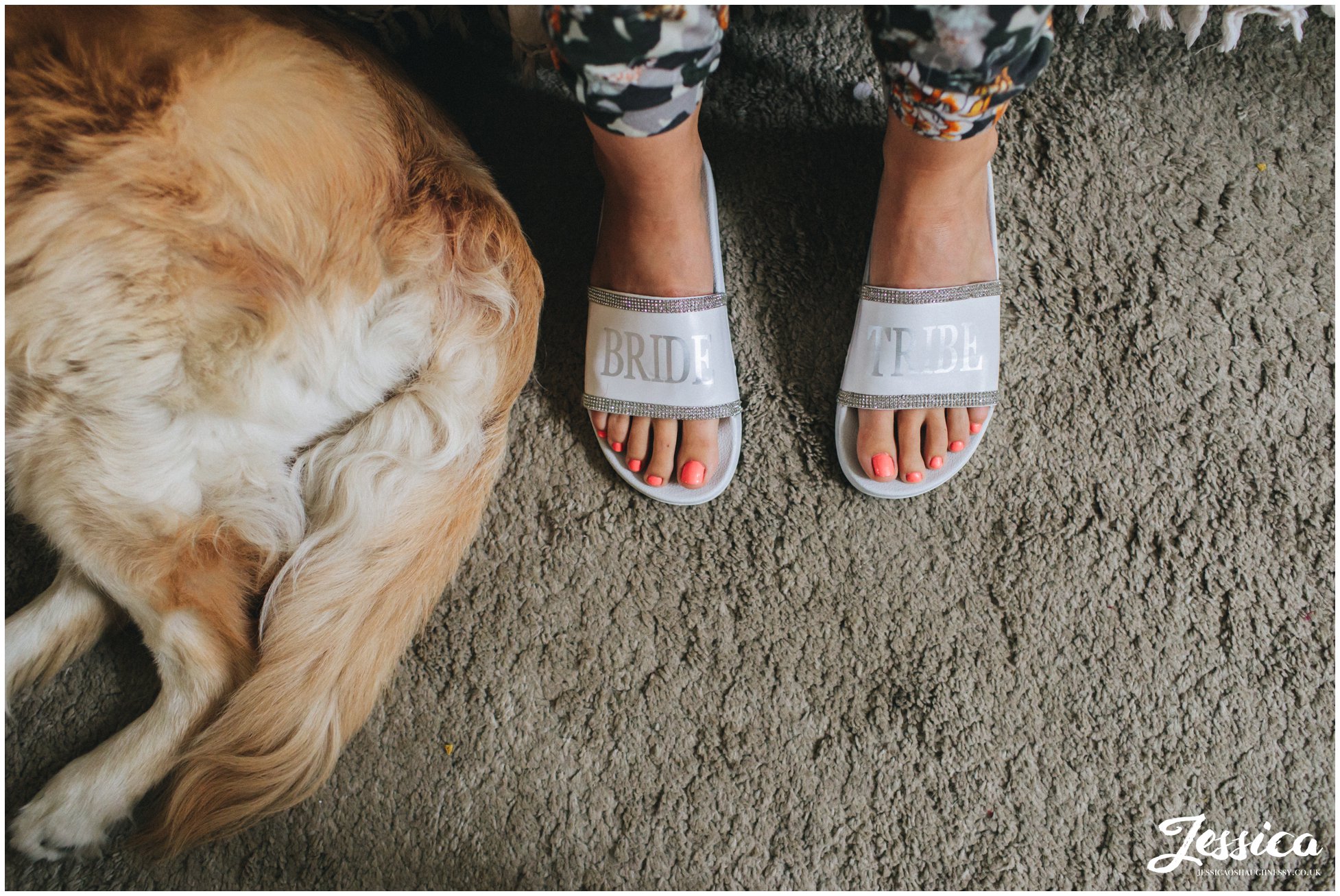 bridesmaids wear bride tribe slippers