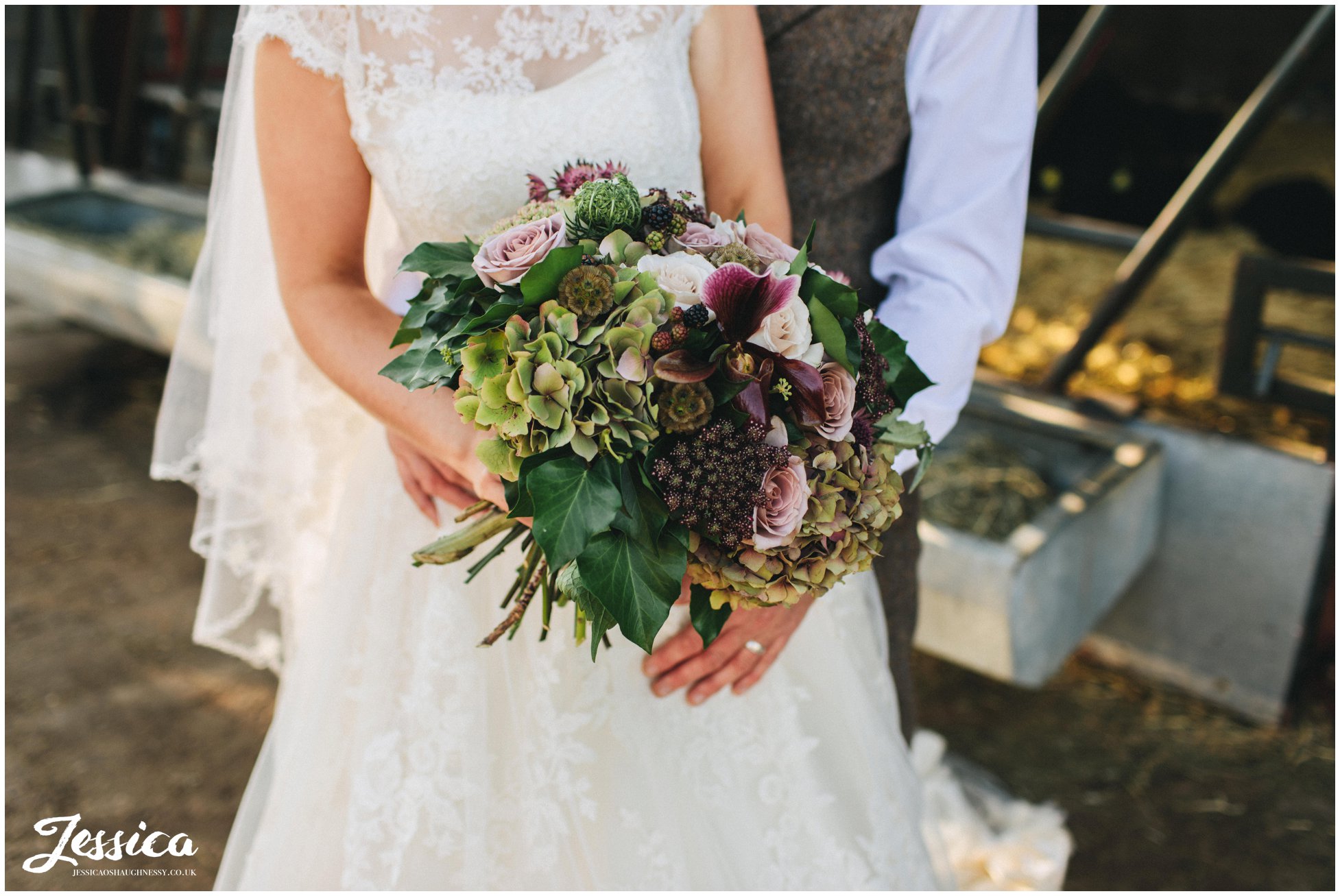 bride holds her bouquet during her portraits