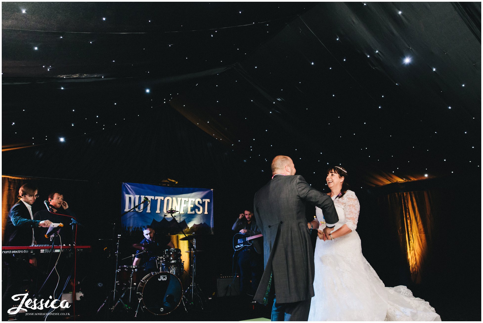 the couple share their first dance together