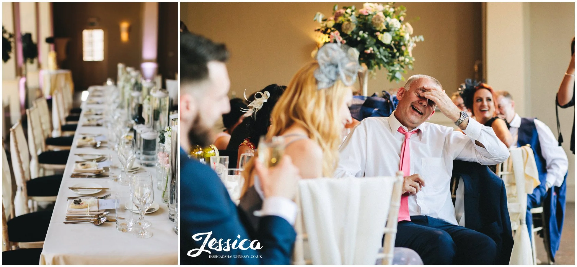 guests laugh during the speeches