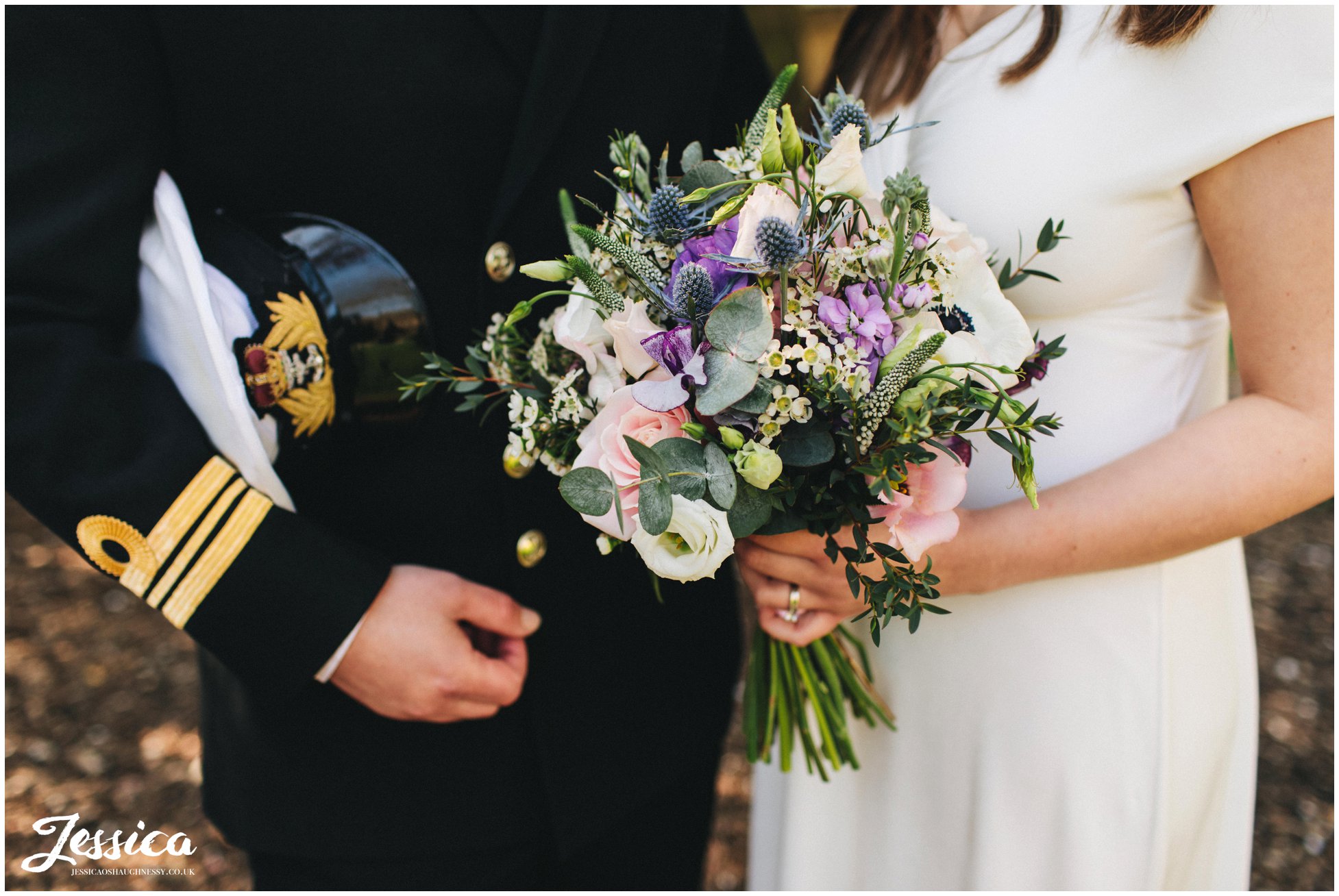 close up of the brides boho bouquet
