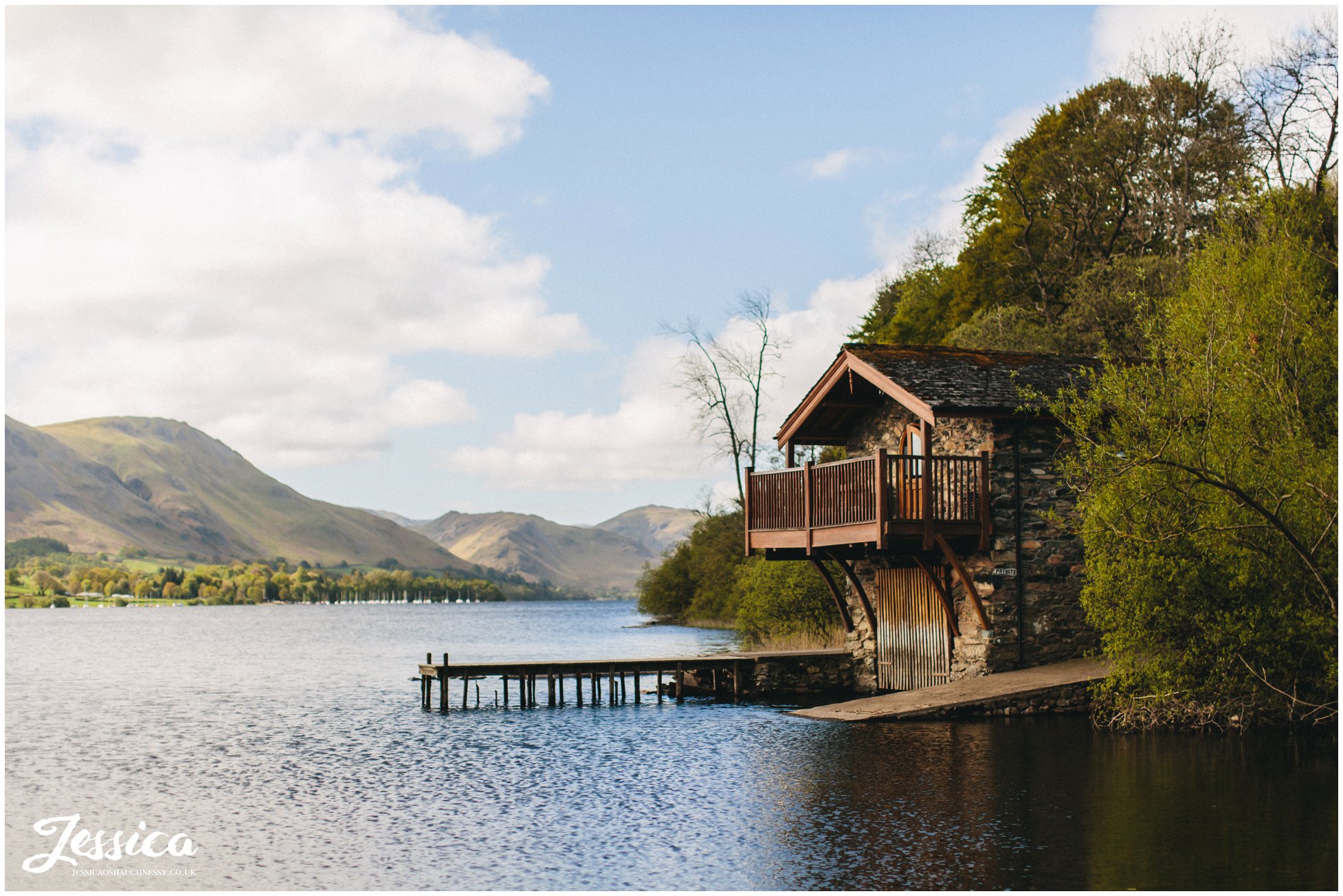 Grooms get ready in Pooley Bridge Boathouse in Ullswater
