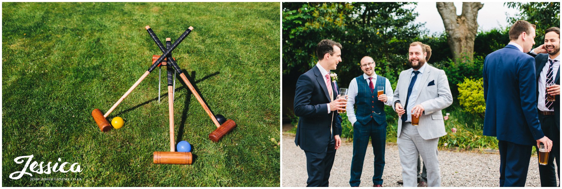 lawn games are laid out to entertain the guests