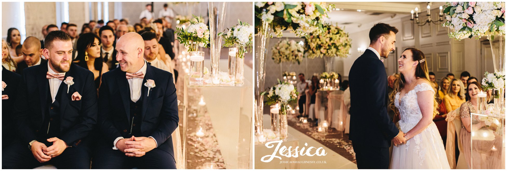 the best man smile during the wedding ceremony