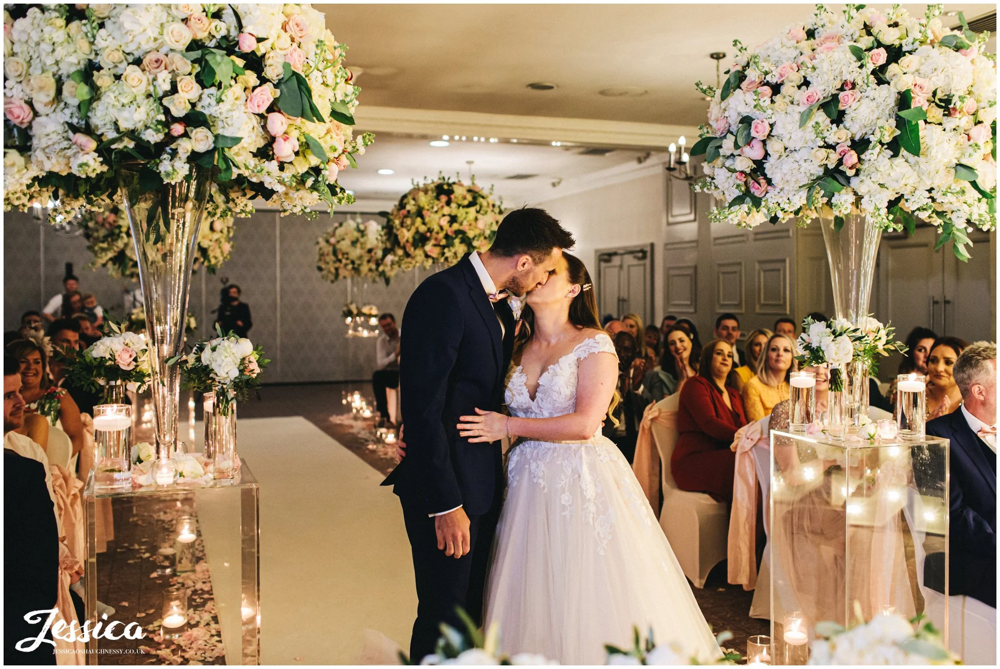 the couple share their first kiss