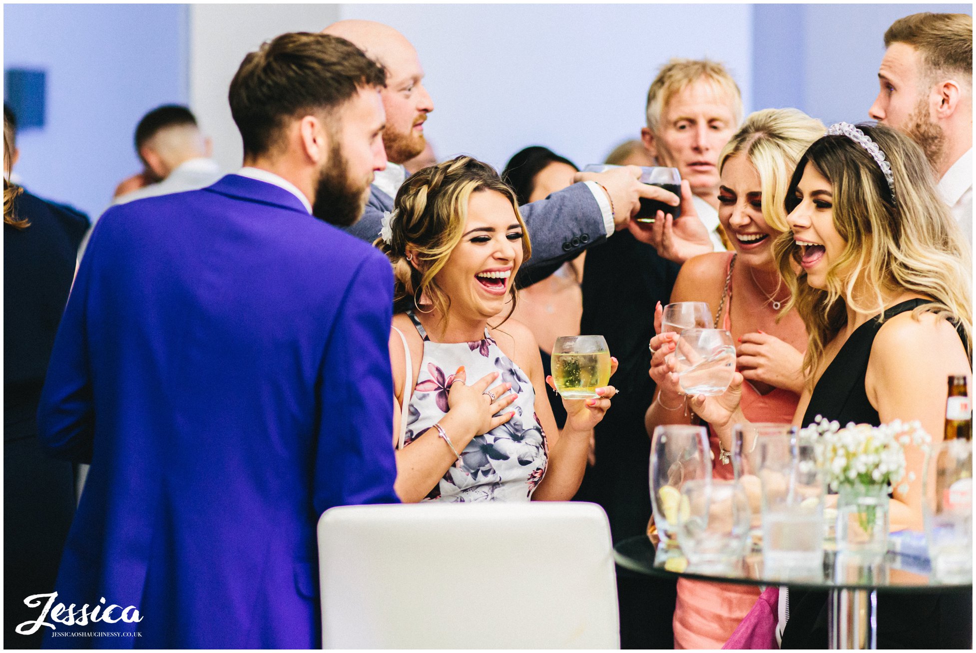 guests enjoy evening reception at the liver building