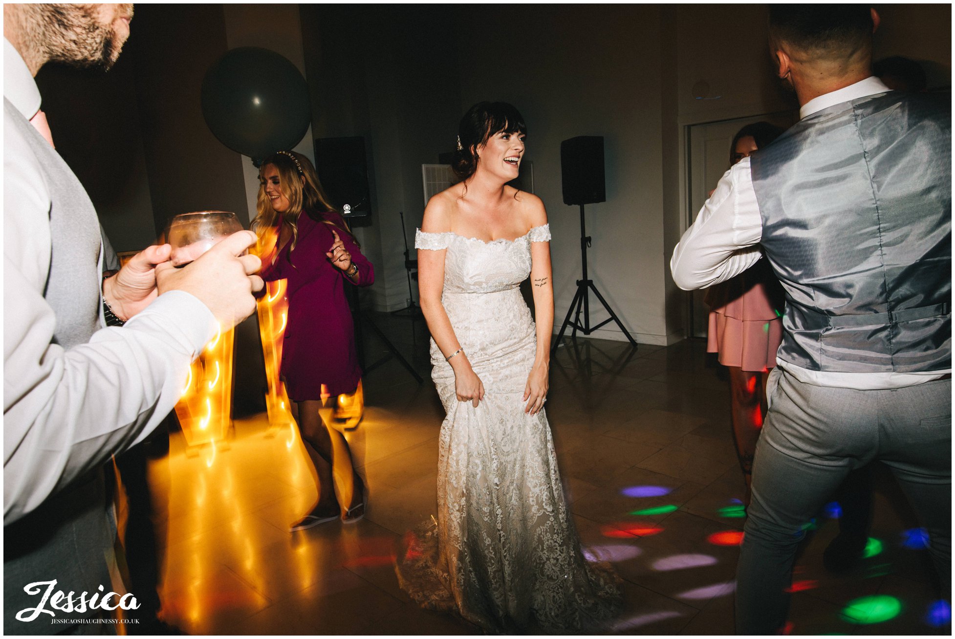 bride dances as the dj starts to play