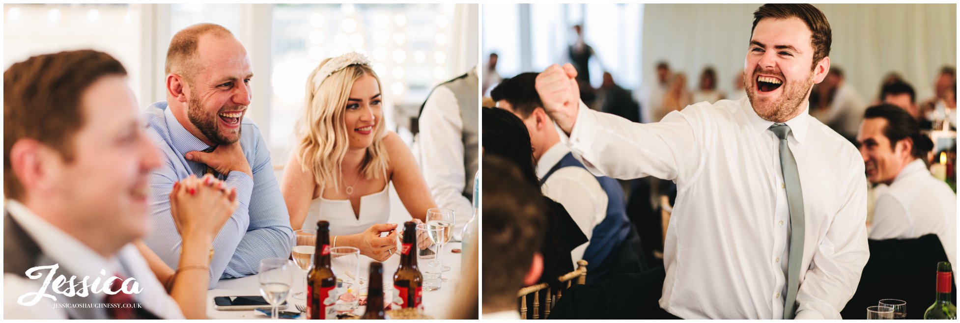 guests cheer as the speeches come to an end