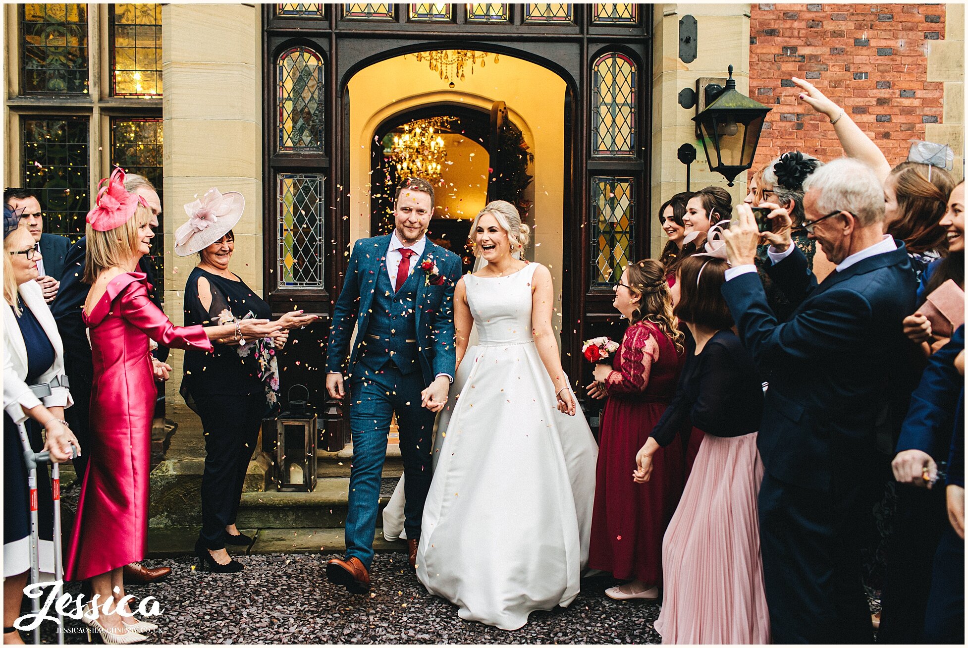 confetti line at the winter wedding at tyn dwr hall in north wales