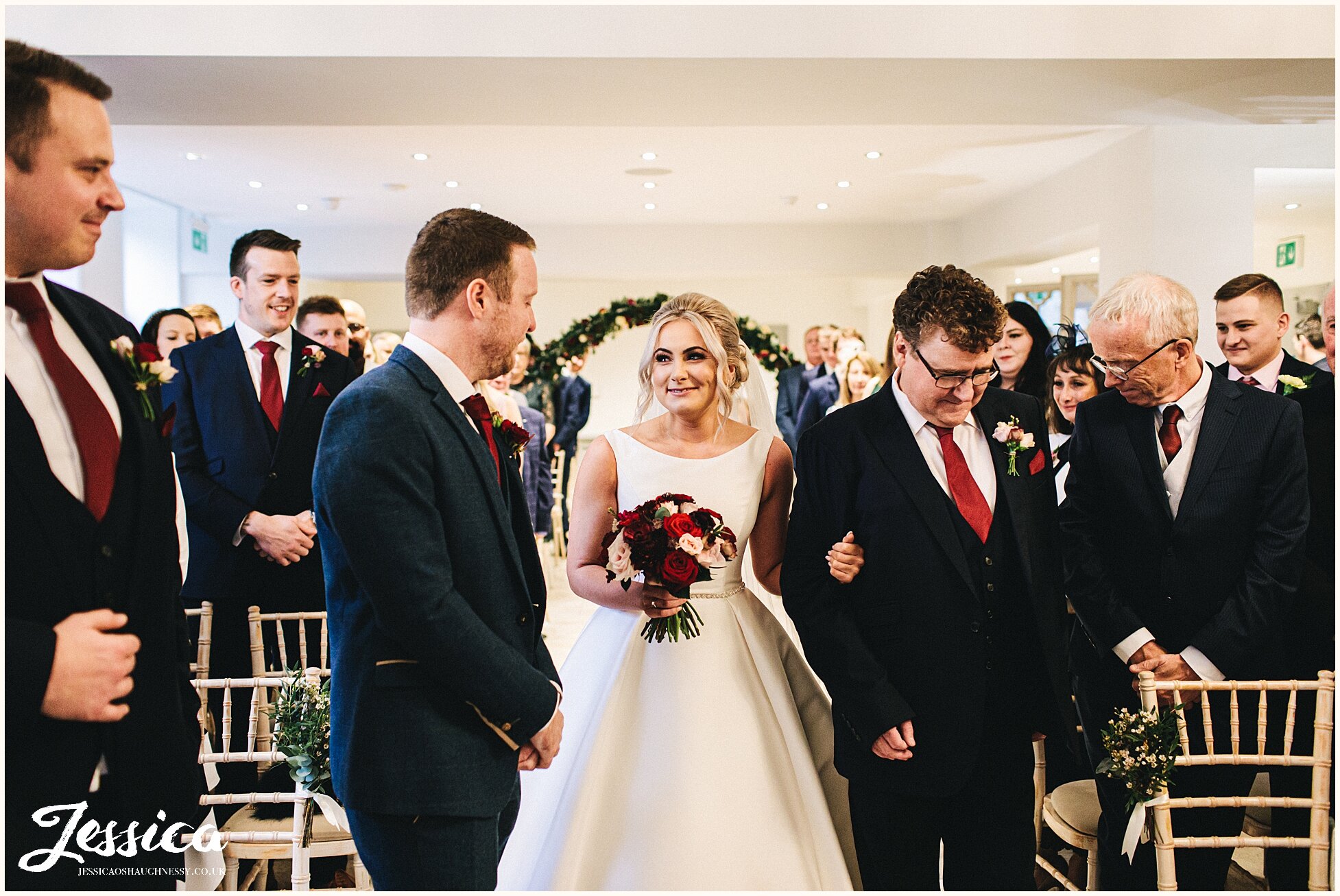 bride &amp; groom see each other for the first time at tyn dwr hall in north wales