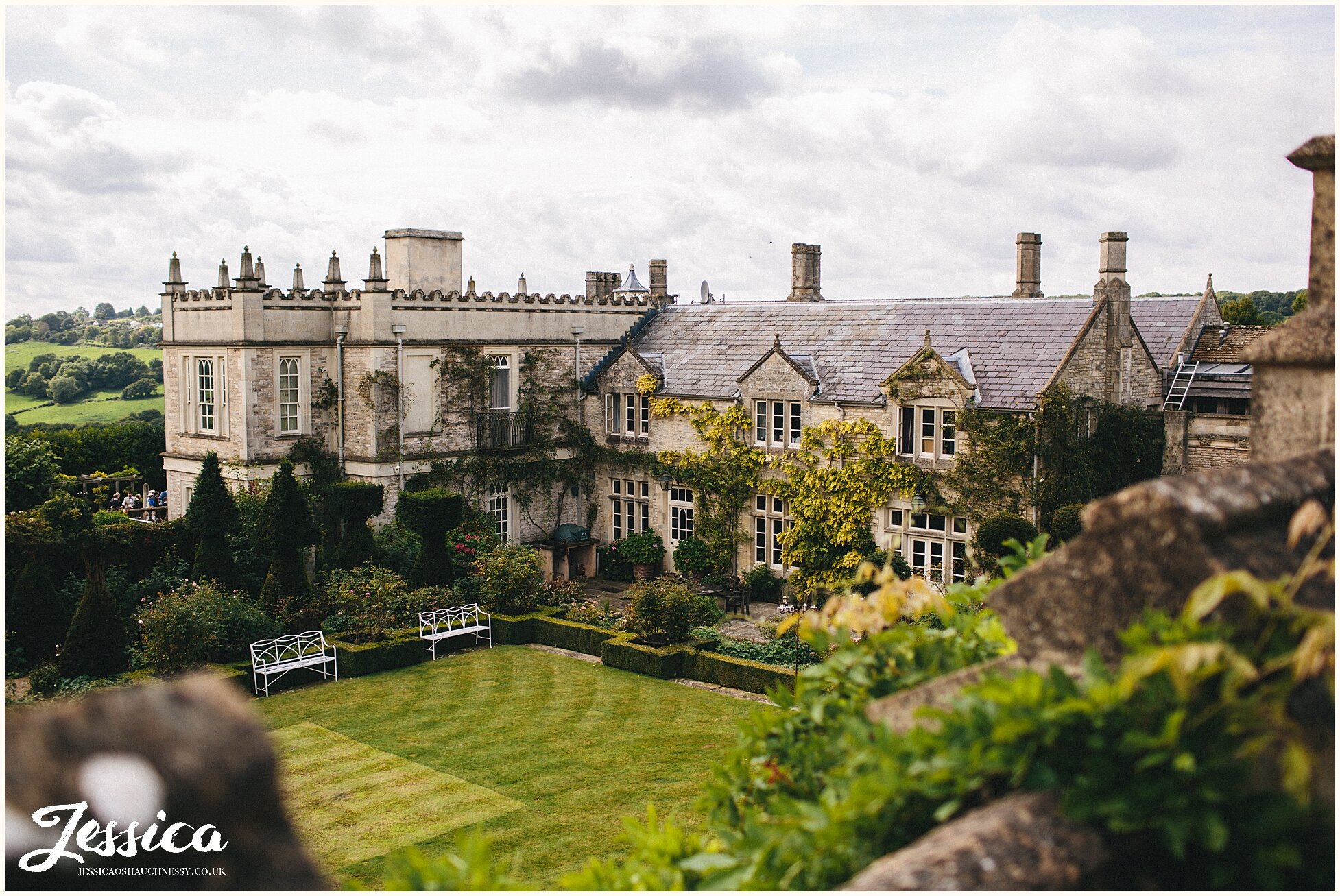 a view of the lost orangery in Colerne - cotswolds wedding photographer