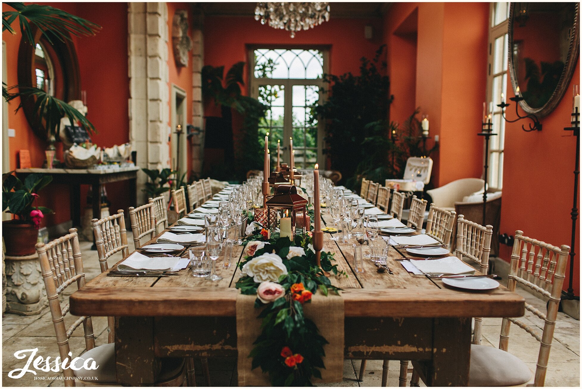 the lost orangery table ready for the wedding breakfast